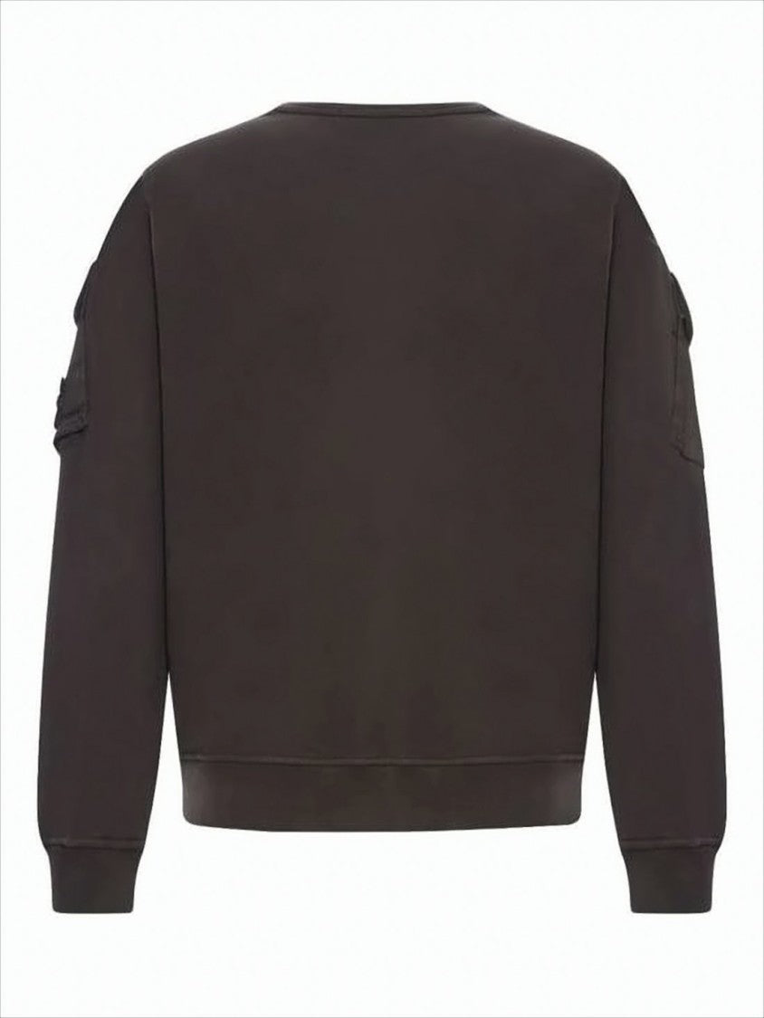 Relaxed Fit Long Sleeve Crewneck Sweatshirt with Flap Pockets