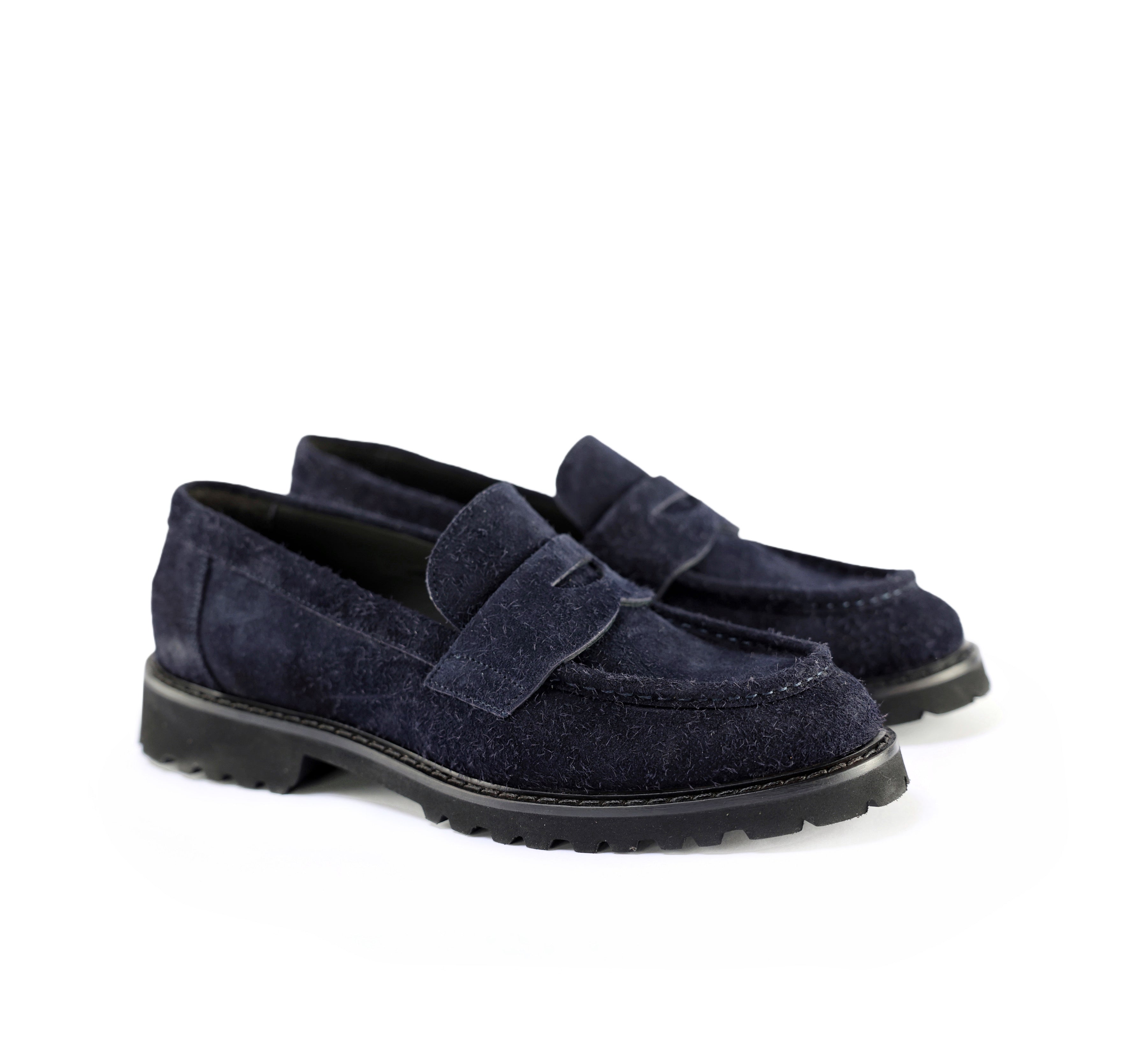Classic Navy Suede Moccasin with Straps