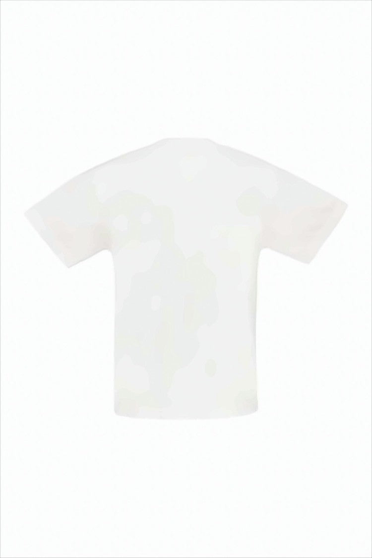 White Cotton T-Shirt with Rectangular Patch Logo
