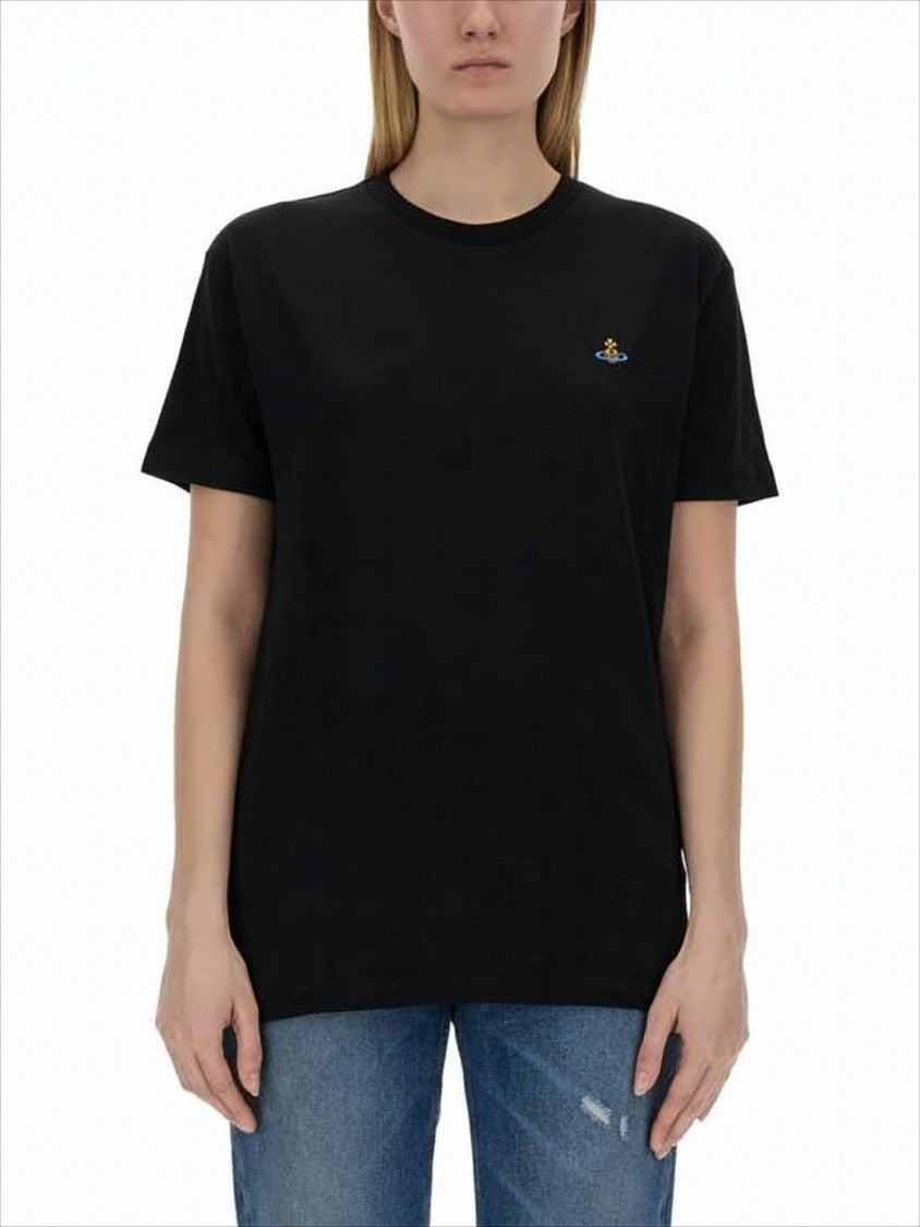 Short-Sleeve T-Shirt with Colorful Embroidered Logo