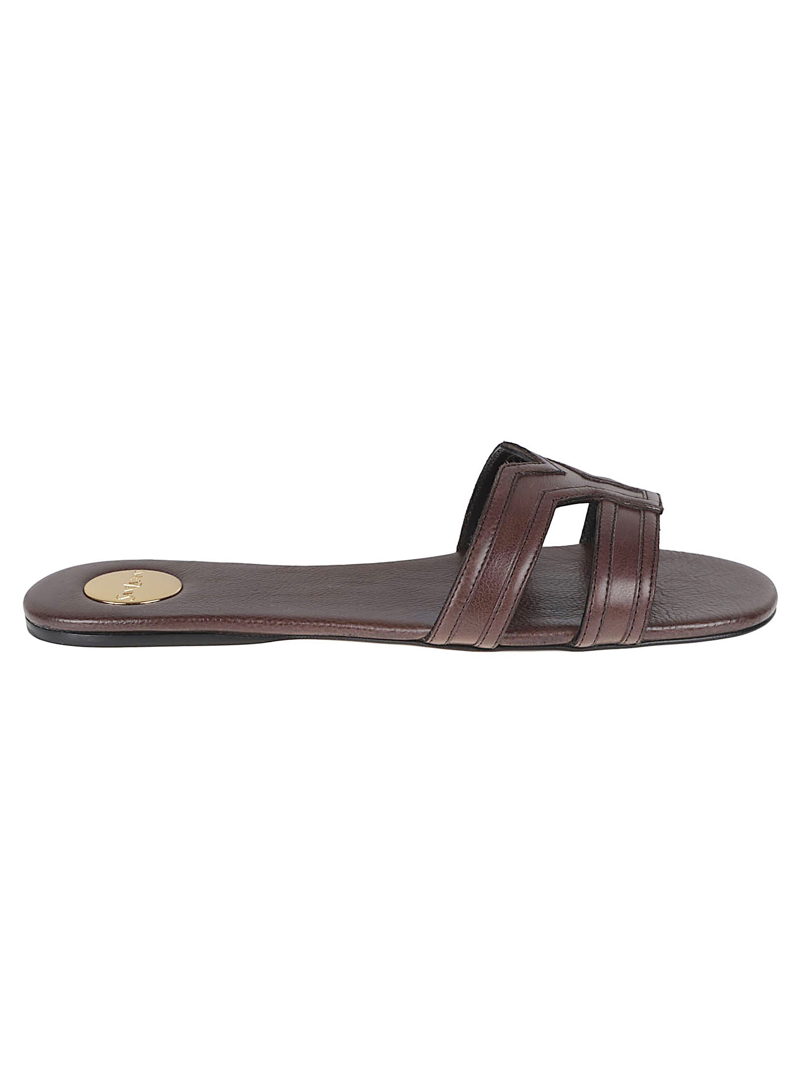 Brown Sandals with Double Strap and Rounded Toe