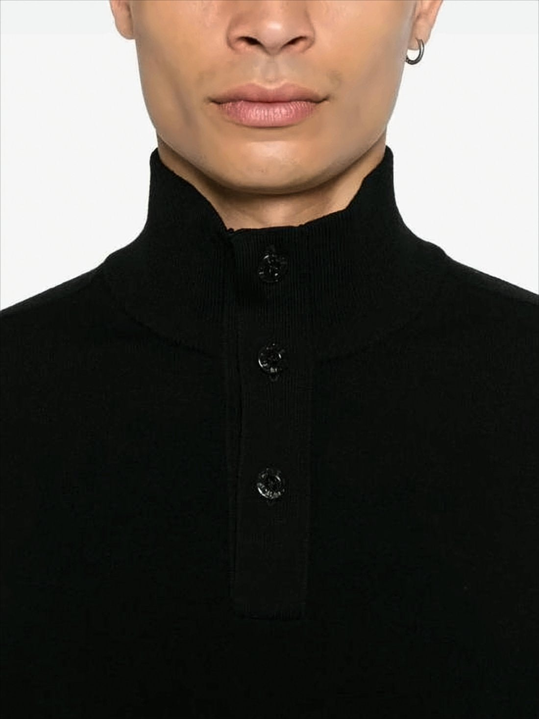 Black Turtleneck Sweater With Signature Patch