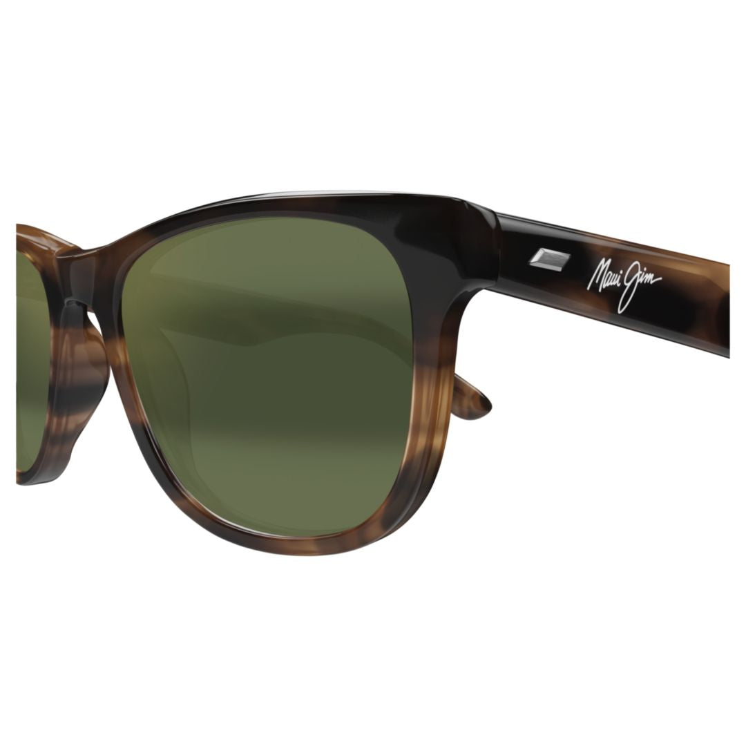 Kikonia Rectangular Tortoiseshell Frame Sunglasses with Green-Tinted Lenses