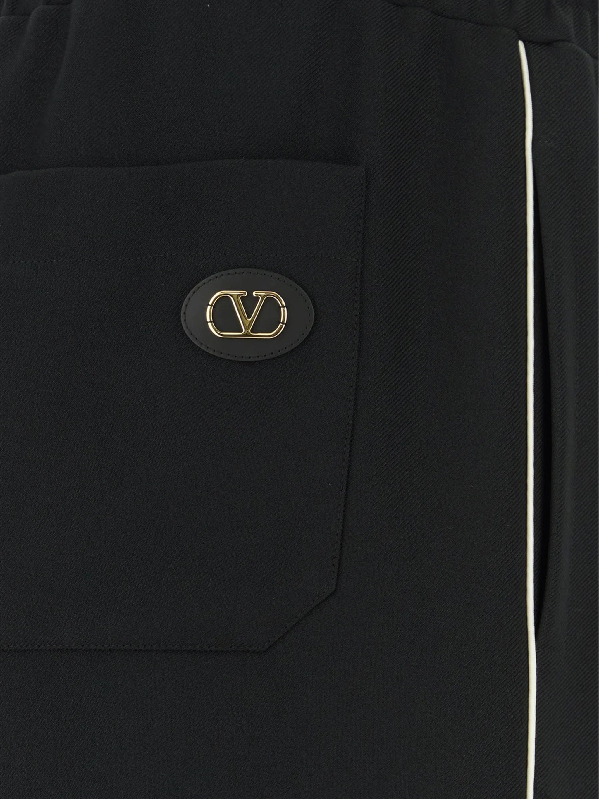Black Wide-leg Logo Plaque Jersey Pants
