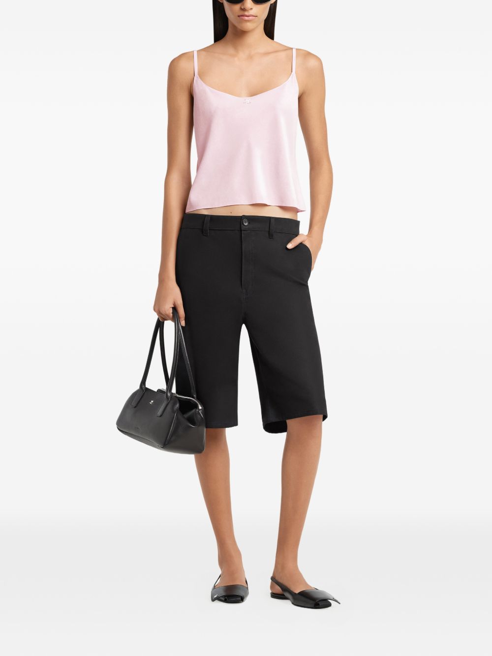 Cropped Tank Top with Adjustable Spaghetti Straps