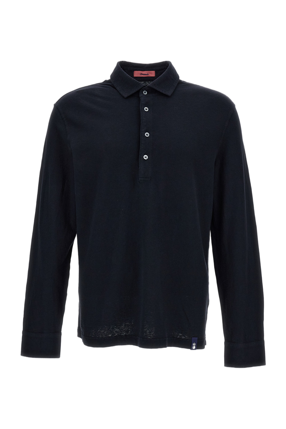 Cotton-Linen Blend Polo Shirt with French Collar