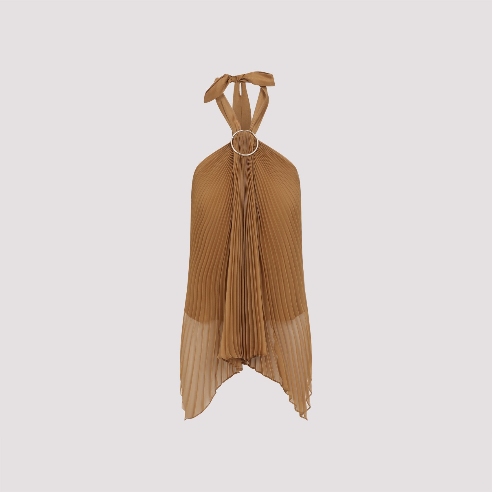 Pleated Sheer Brown Valzer Top