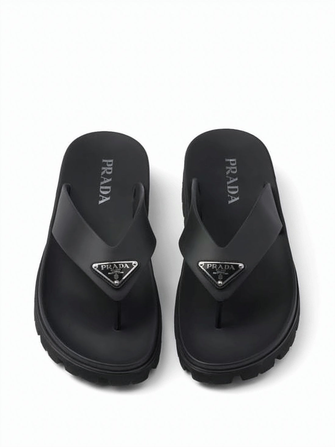 Contoured Black Eva Slip-On Sandals With Triangular Logo