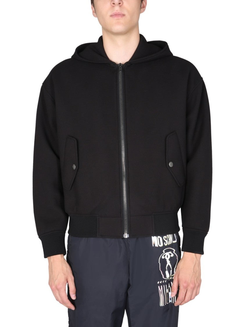 Hooded Jacket With Bold Logo Print