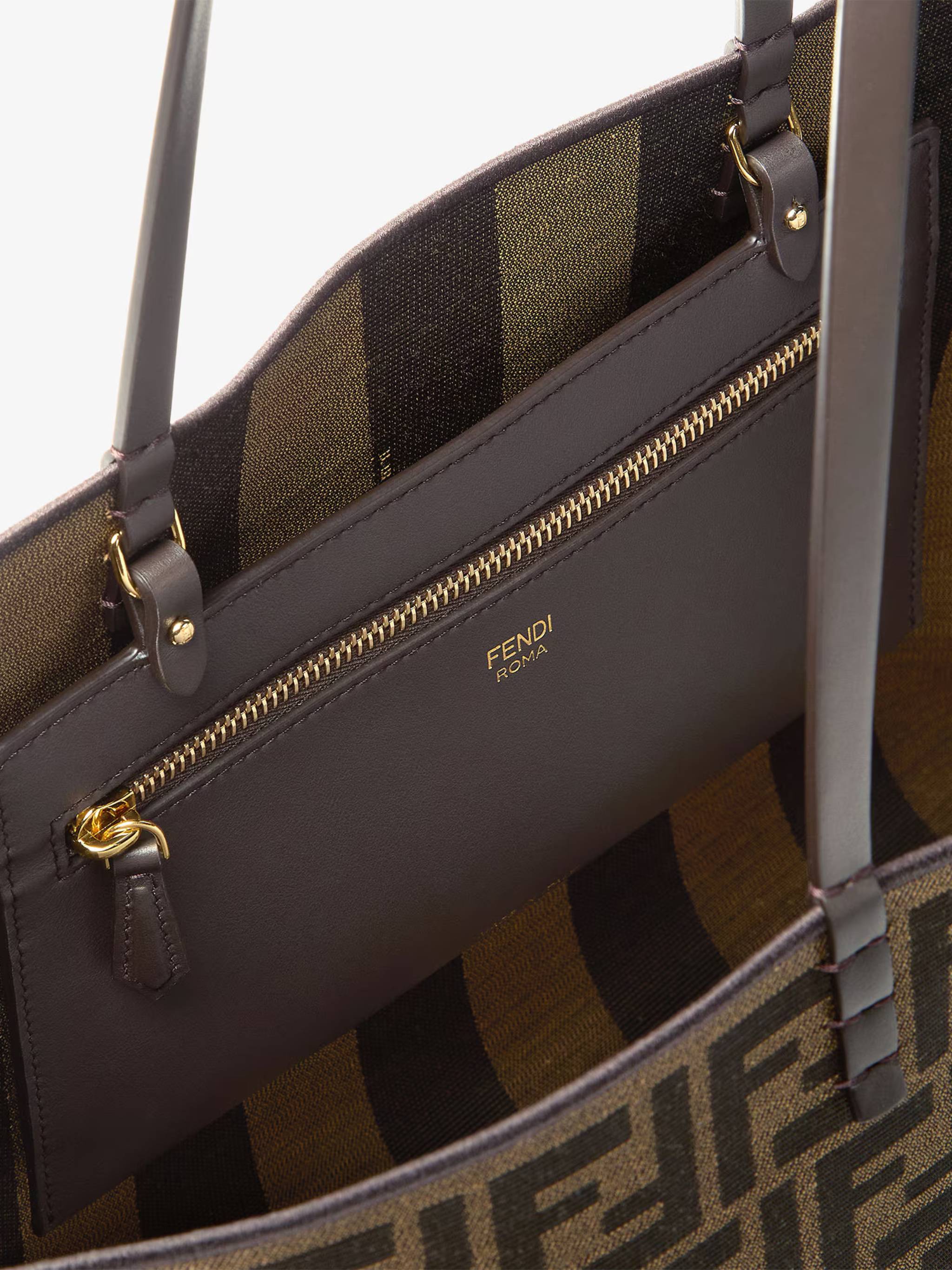 Monogram Tote Bag with Structured Form and Zip Pocket