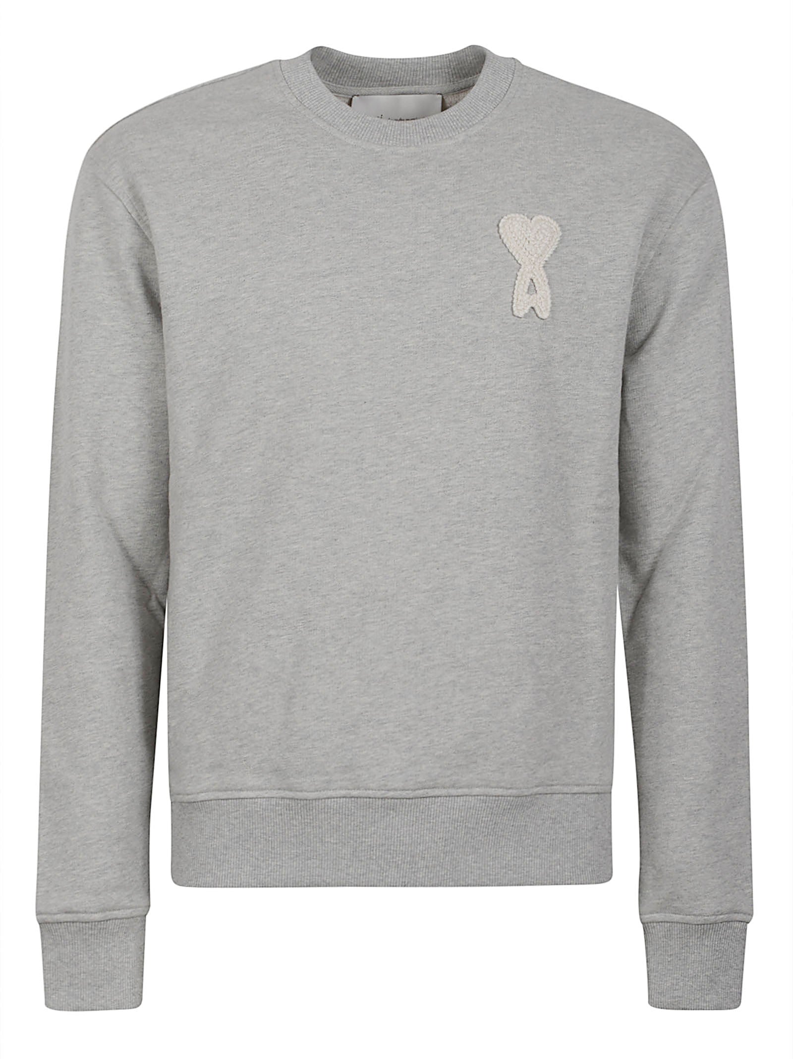 Relaxed Crew Neck Grey Knit Sweater