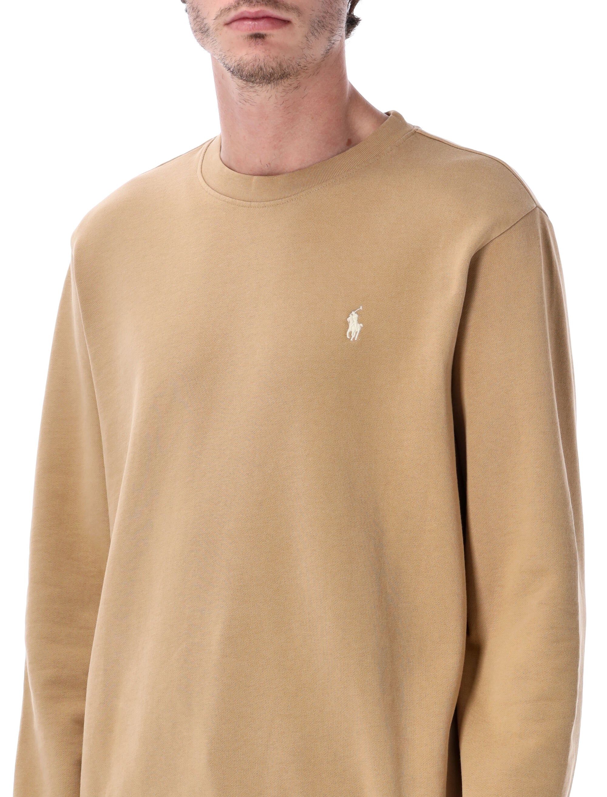 Classic Brown Cotton Sweatshirt With Embroidered Logo