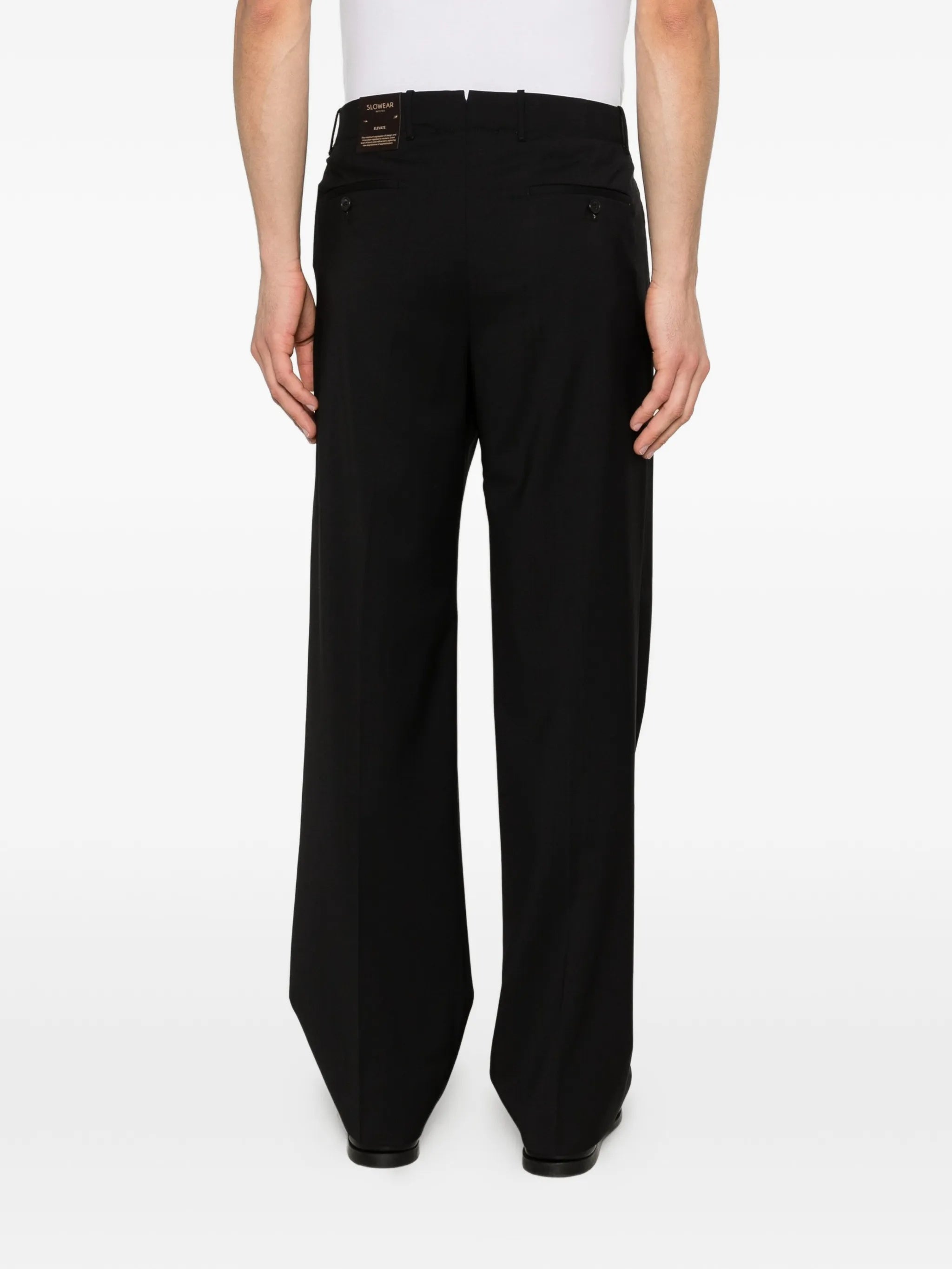 Black Straight-Leg Structured Fabric Trousers