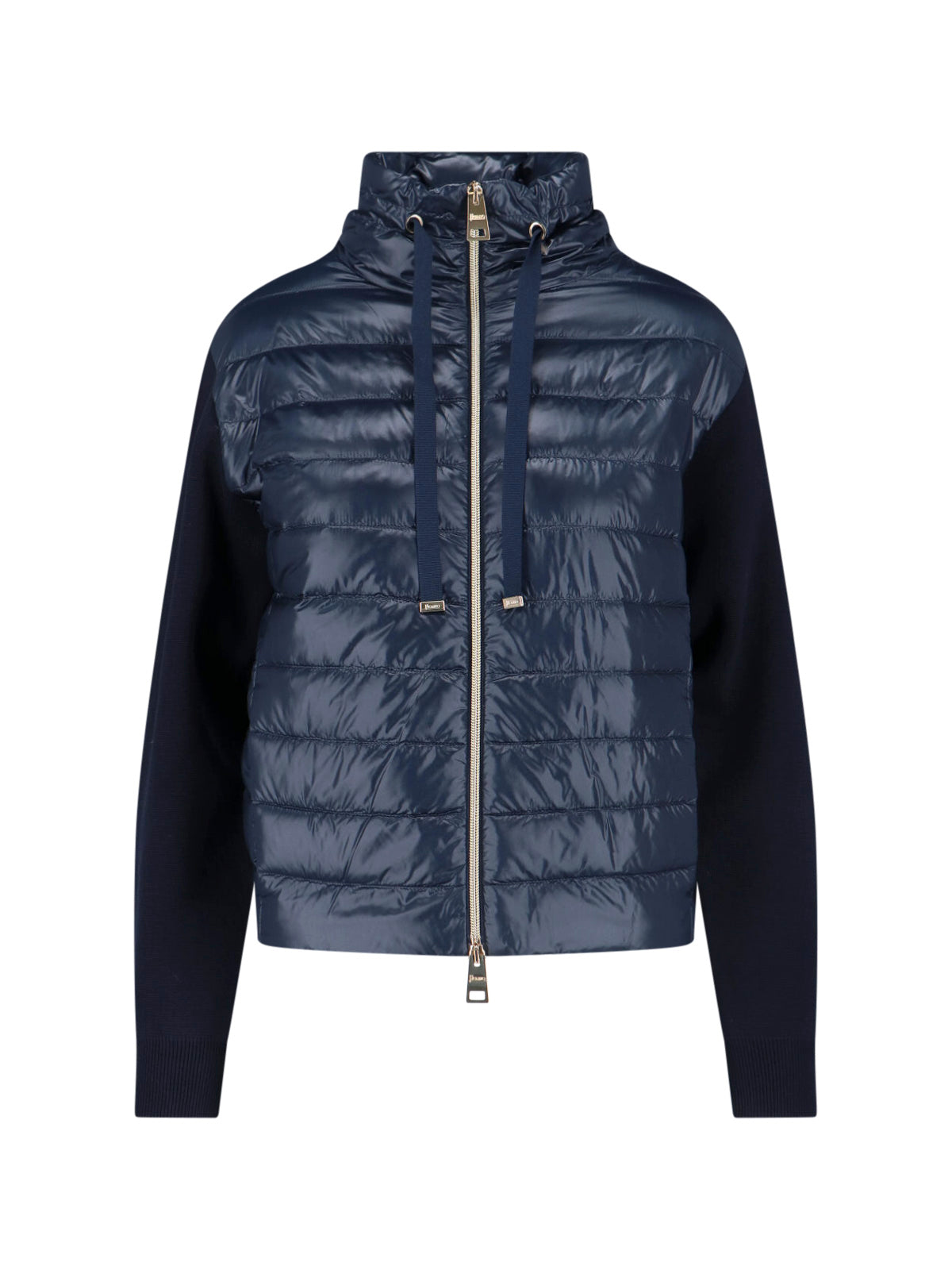 Navy Padded Knit and Nylon Jacket