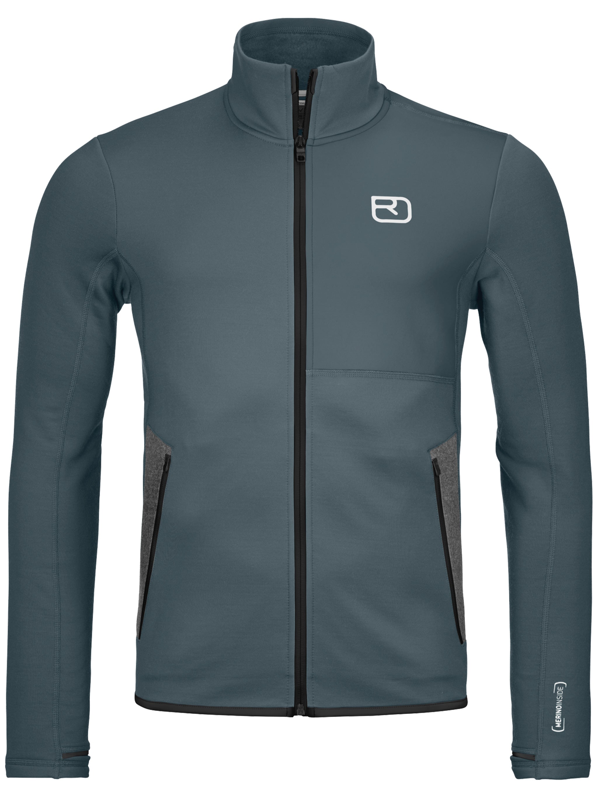 Blue Fleece Jacket Fitted High Collar Fleece