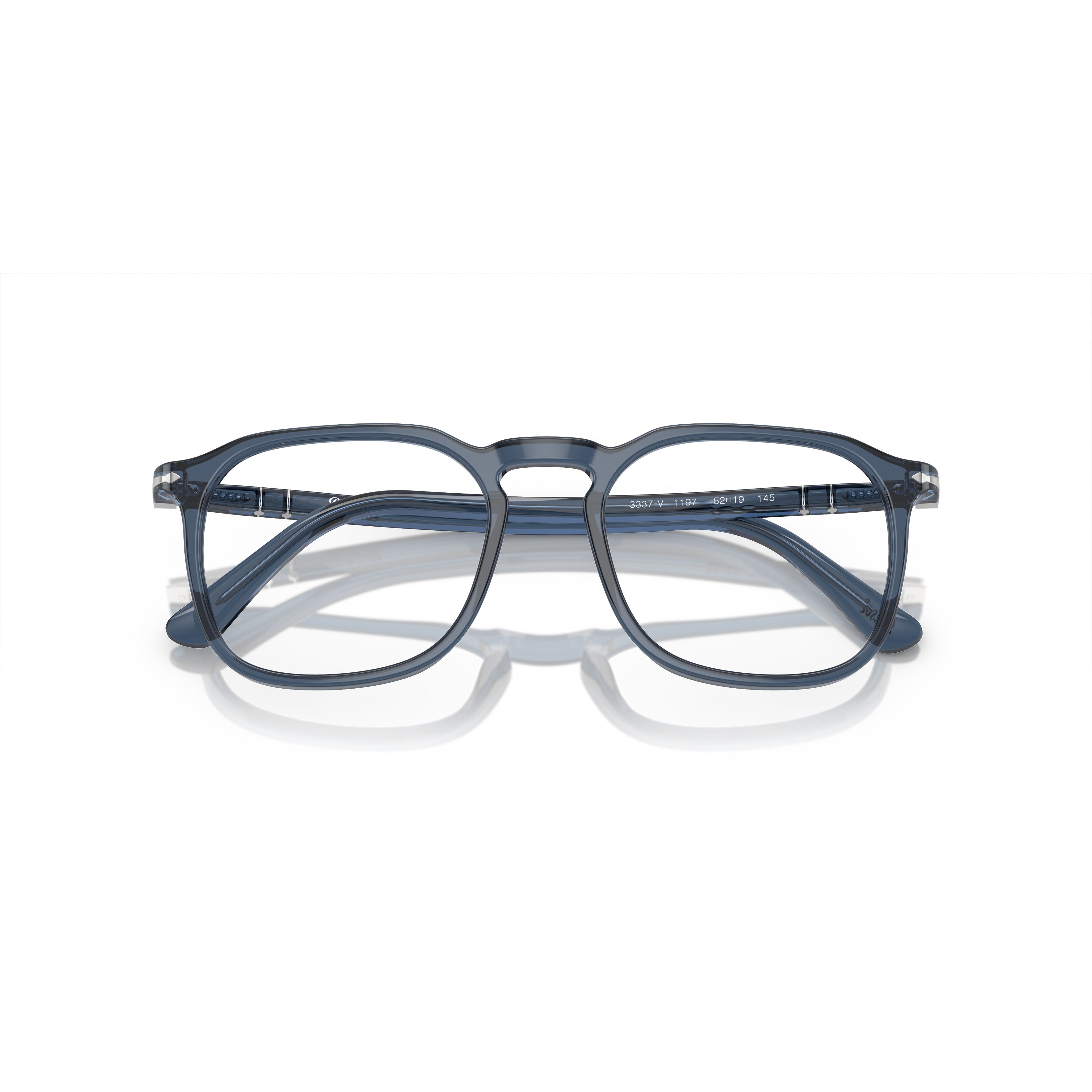 0po3337v Translucent Acetate Square Frame Eyeglasses with Silver Accents