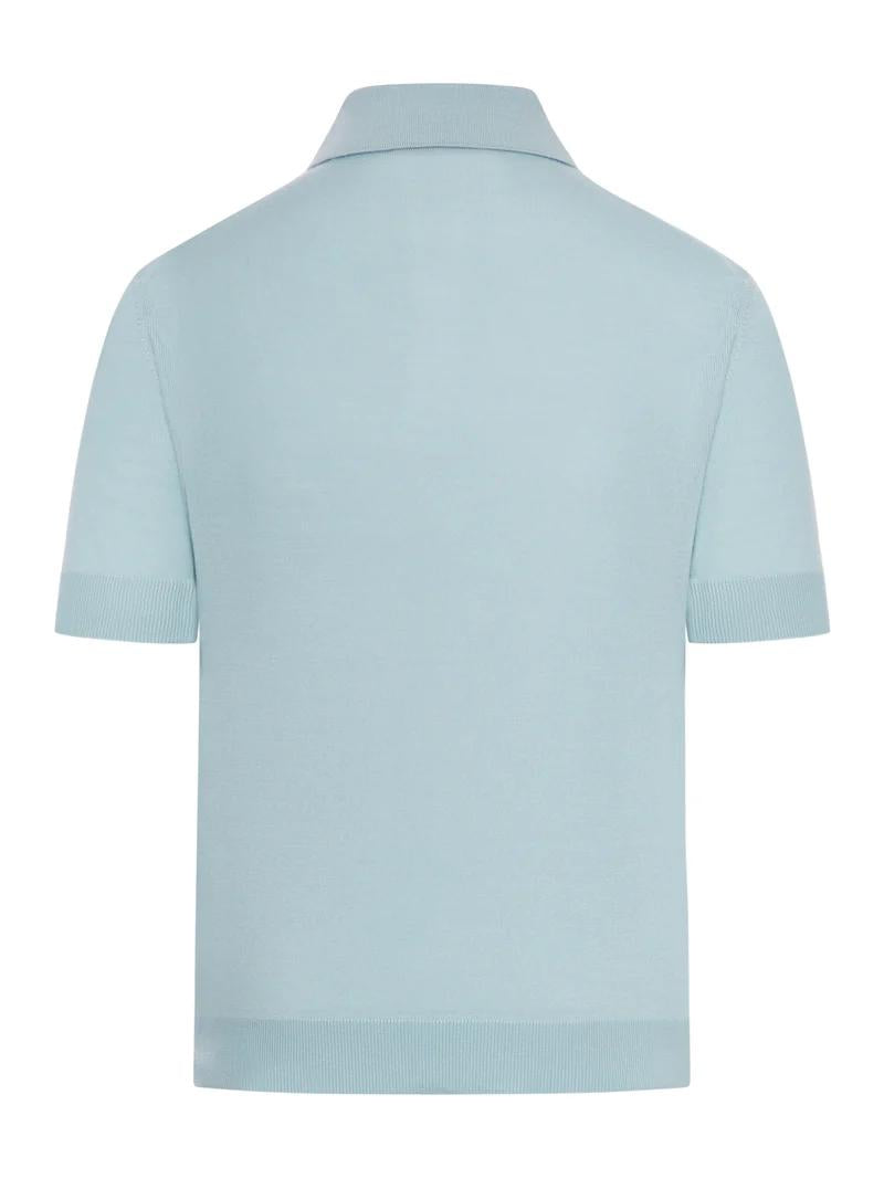 Polo Neck Knit Top with Classic Collar