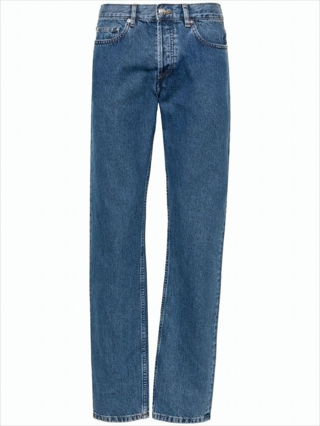 Classic Straight-Leg Denim Pants with Mid-Blue Wash