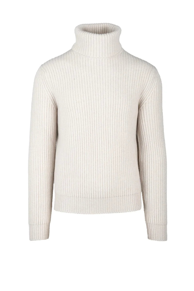 High Neck Cashmere Sweater - White