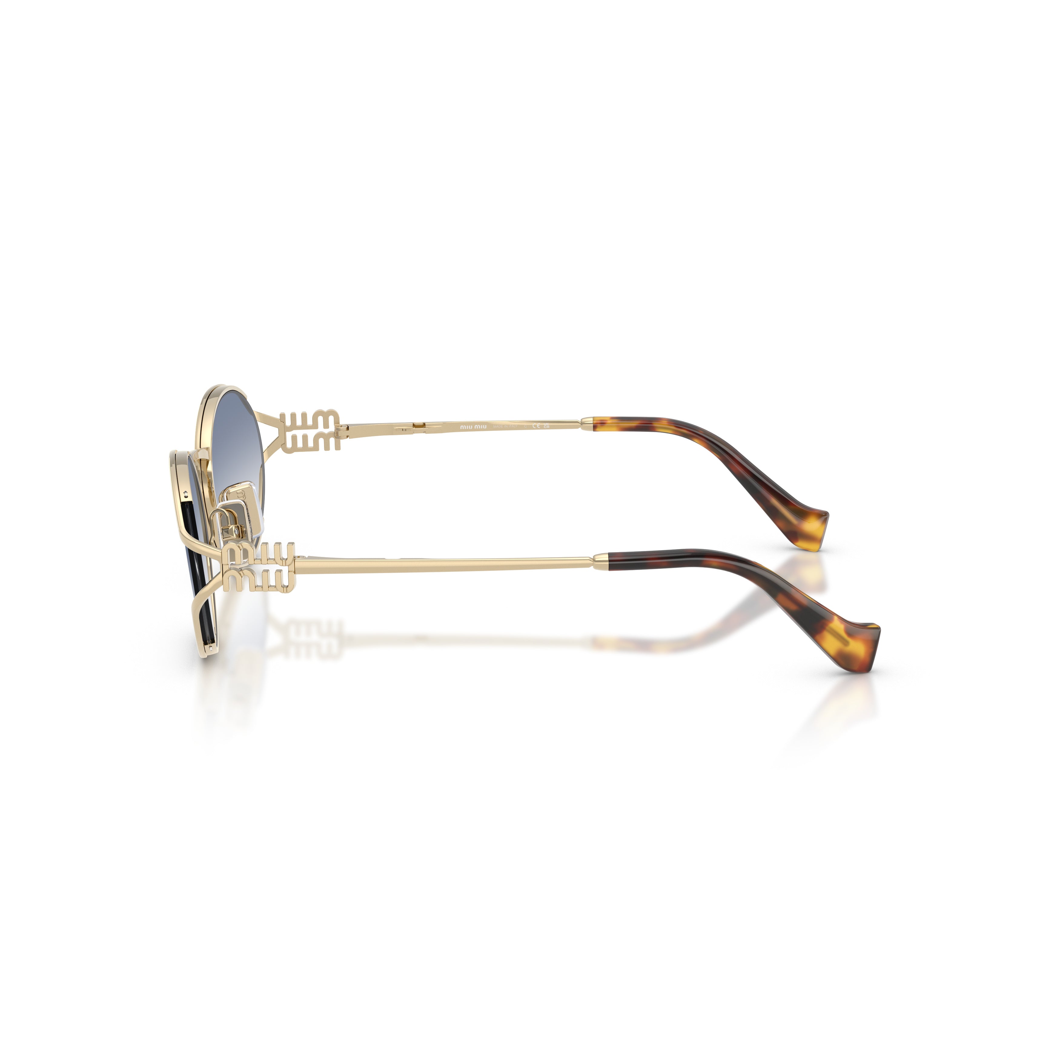 0mu 52ys Oval-Shaped Sunglasses with Gold Metal Frames