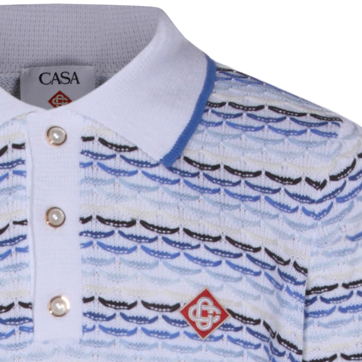 Textured Knit Long-Sleeve Polo Shirt