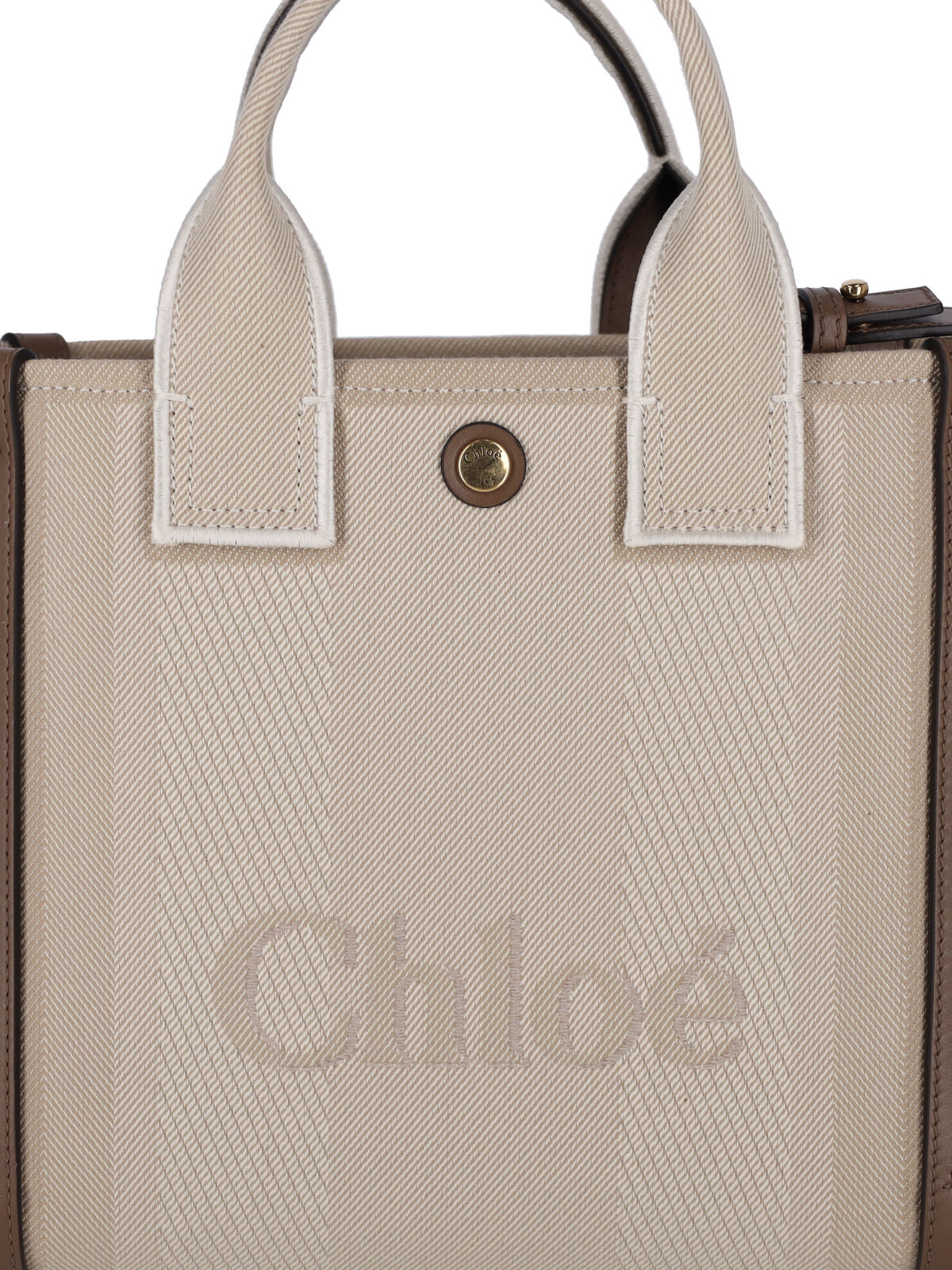 "Carry" Small Tote Bag, In Beige Organic Cotton