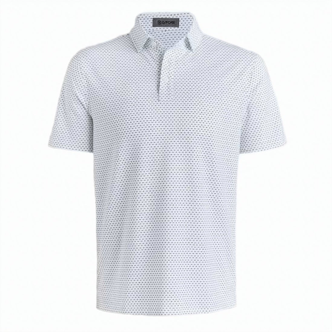 White Short-Sleeve Repeating Small Pattern Polo