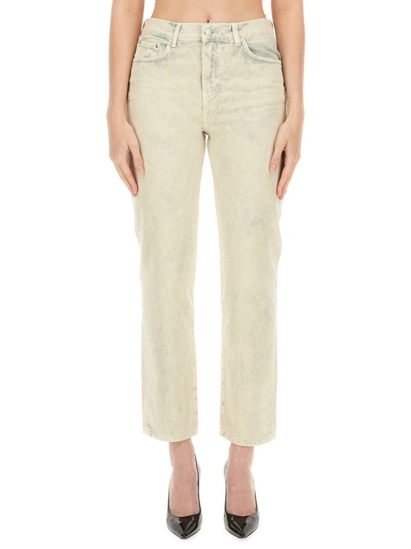 Faded Wash Cropped Jeans