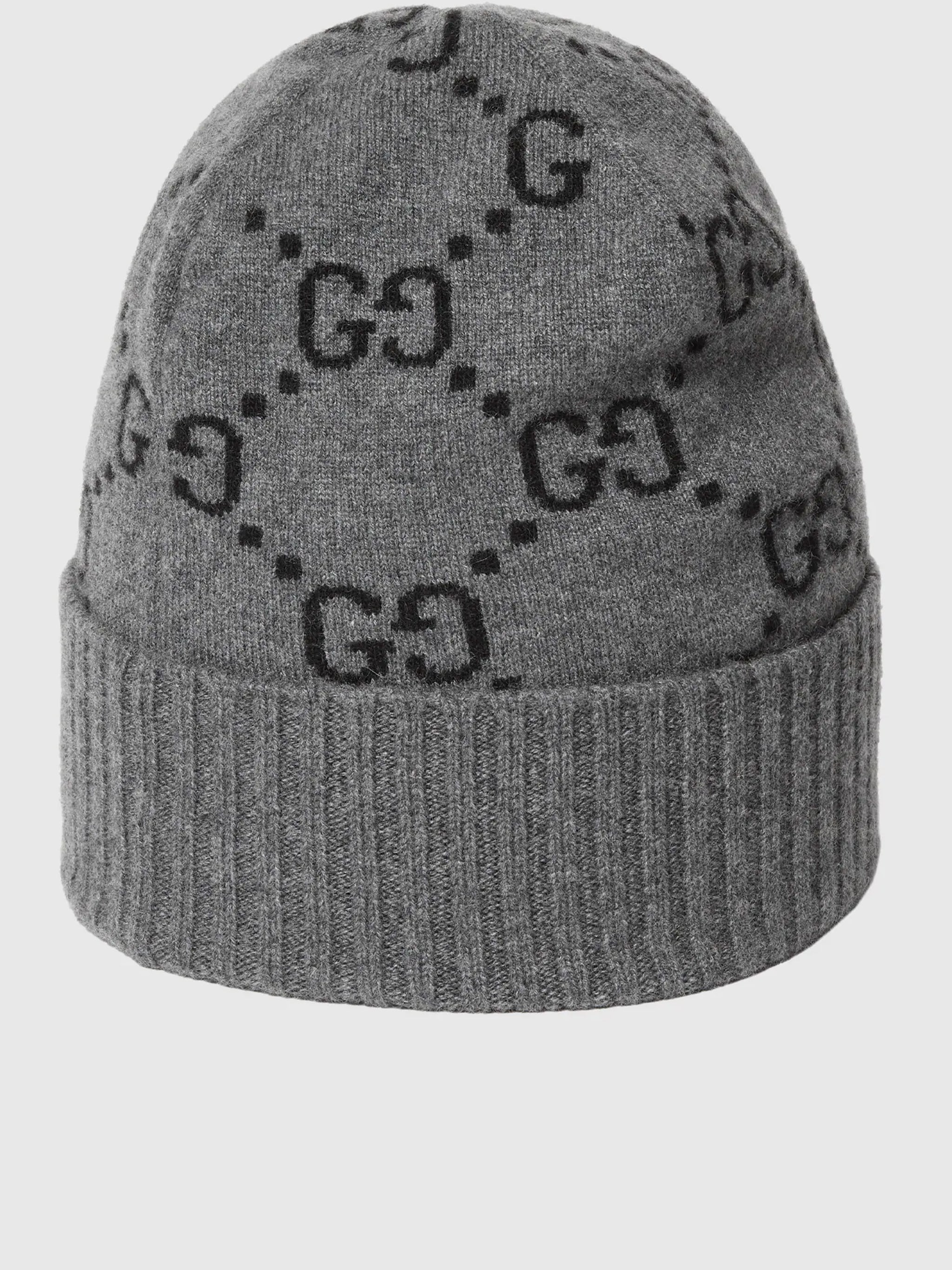 Grey Nuancie Knitted Double G Beanie