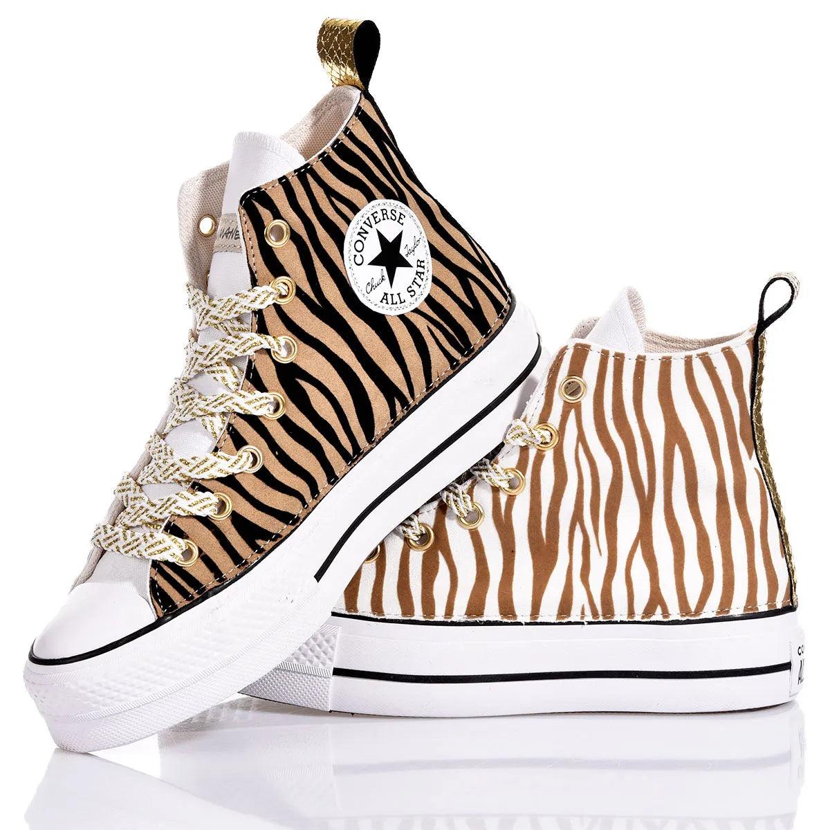 High-Top Platform Sneakers with Striking Zebra Print Detail