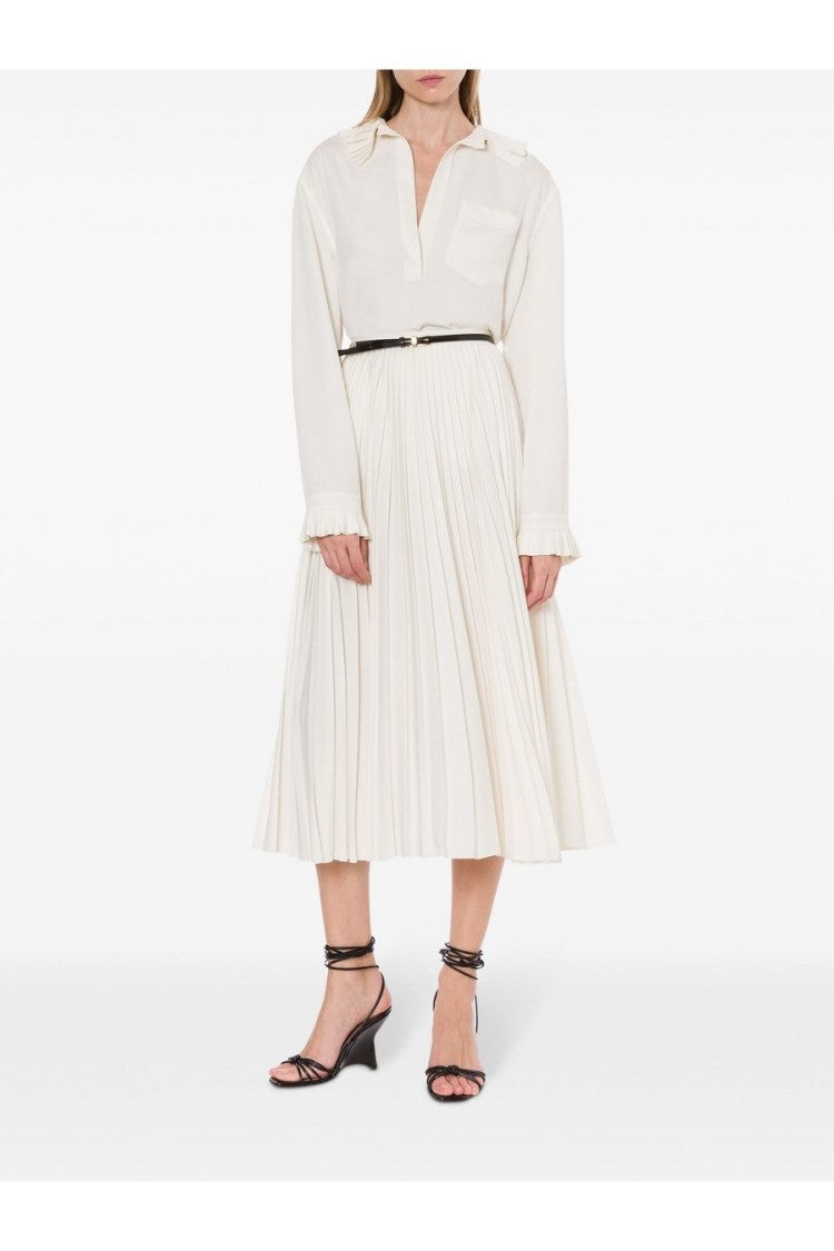Relaxed Fit White Shirt With Pleated Detailing