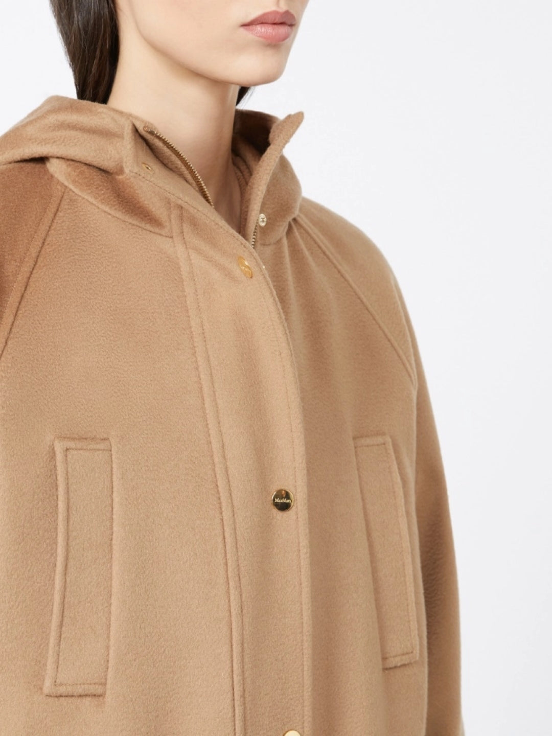 Contemporary Camel Coat With Hood