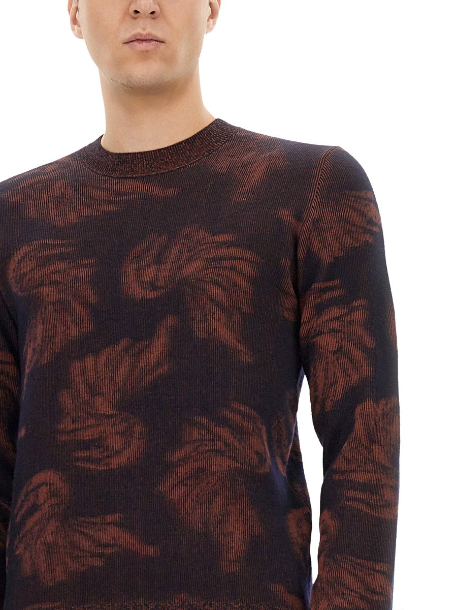 Textured Jacquard Knit Sweater With Classic Fit