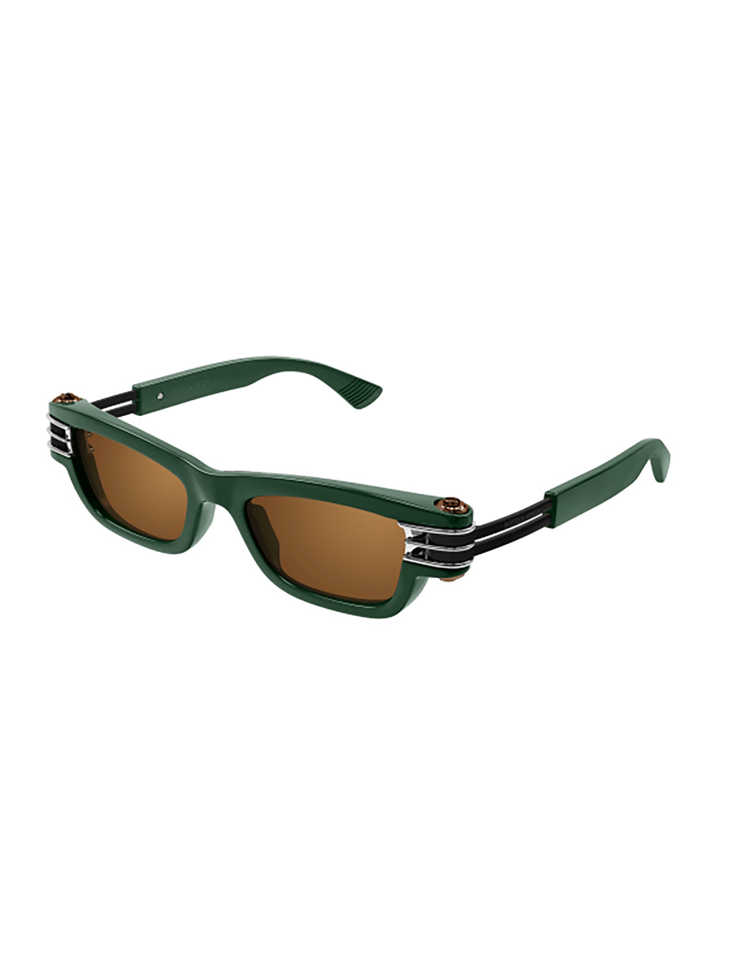 Angular Green Frame Sunglasses with Silver Accents