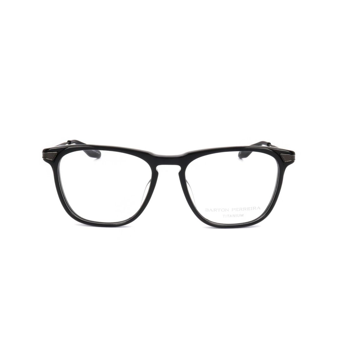 Bp5274 542lh Rectangular Black Plastic Eyeglasses with Metal Temples
