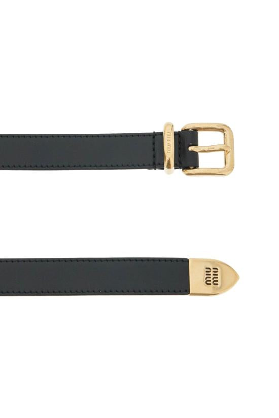 Sleek Black Calfskin Leather Belt