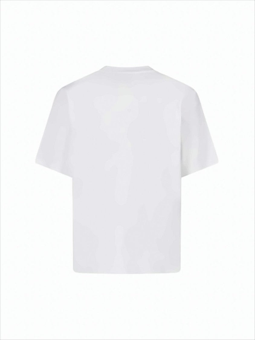 Crew Neck T-Shirt with Red Logo Patch