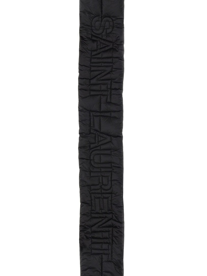 Quilted Black Scarf With Embossed Logo Detail