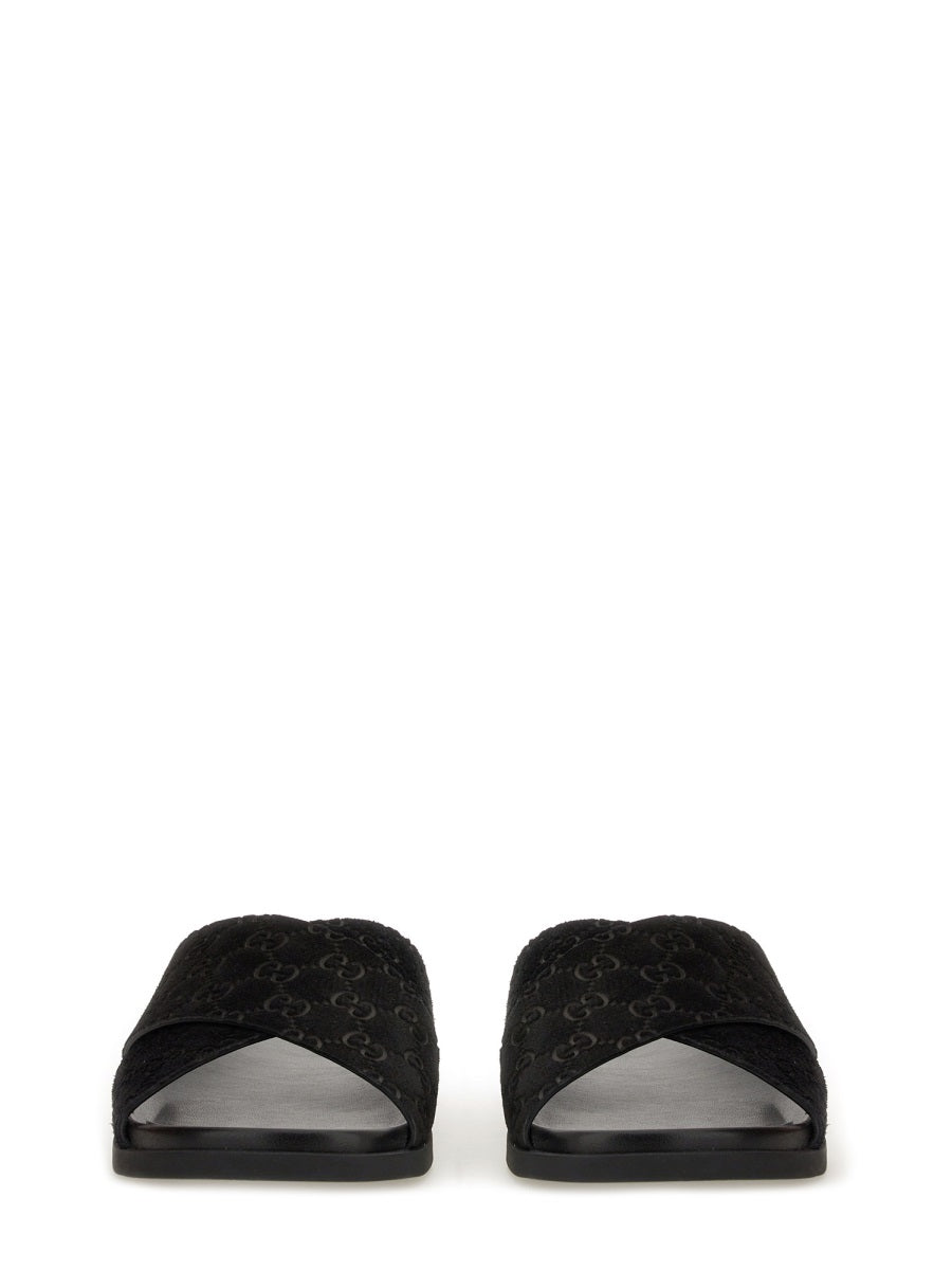 Sandal Slider with Textured GG Pattern