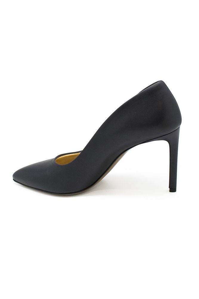 Blue Leather Pumps With Pointed Toe