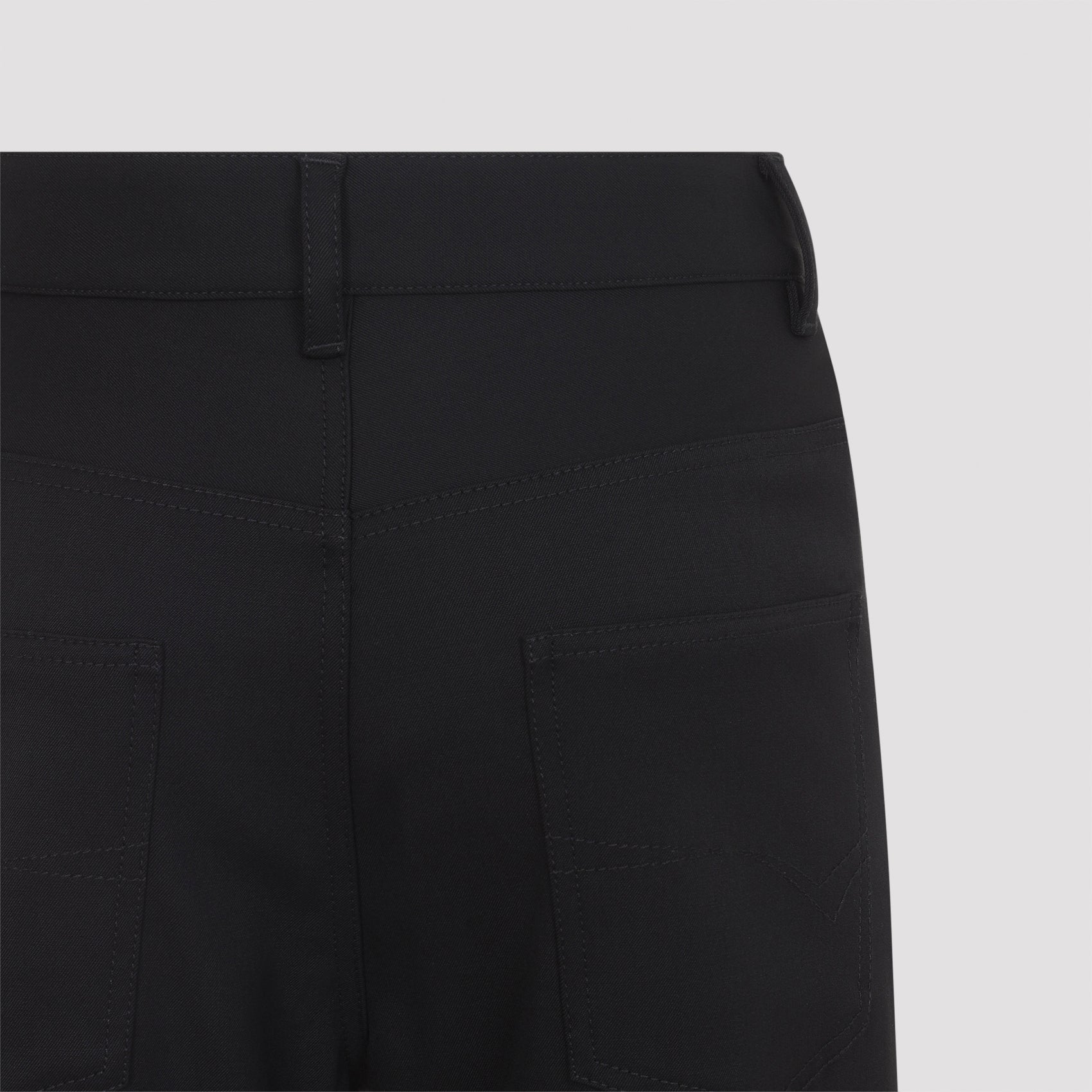 Black Wool Blend Trousers With Flared Legs