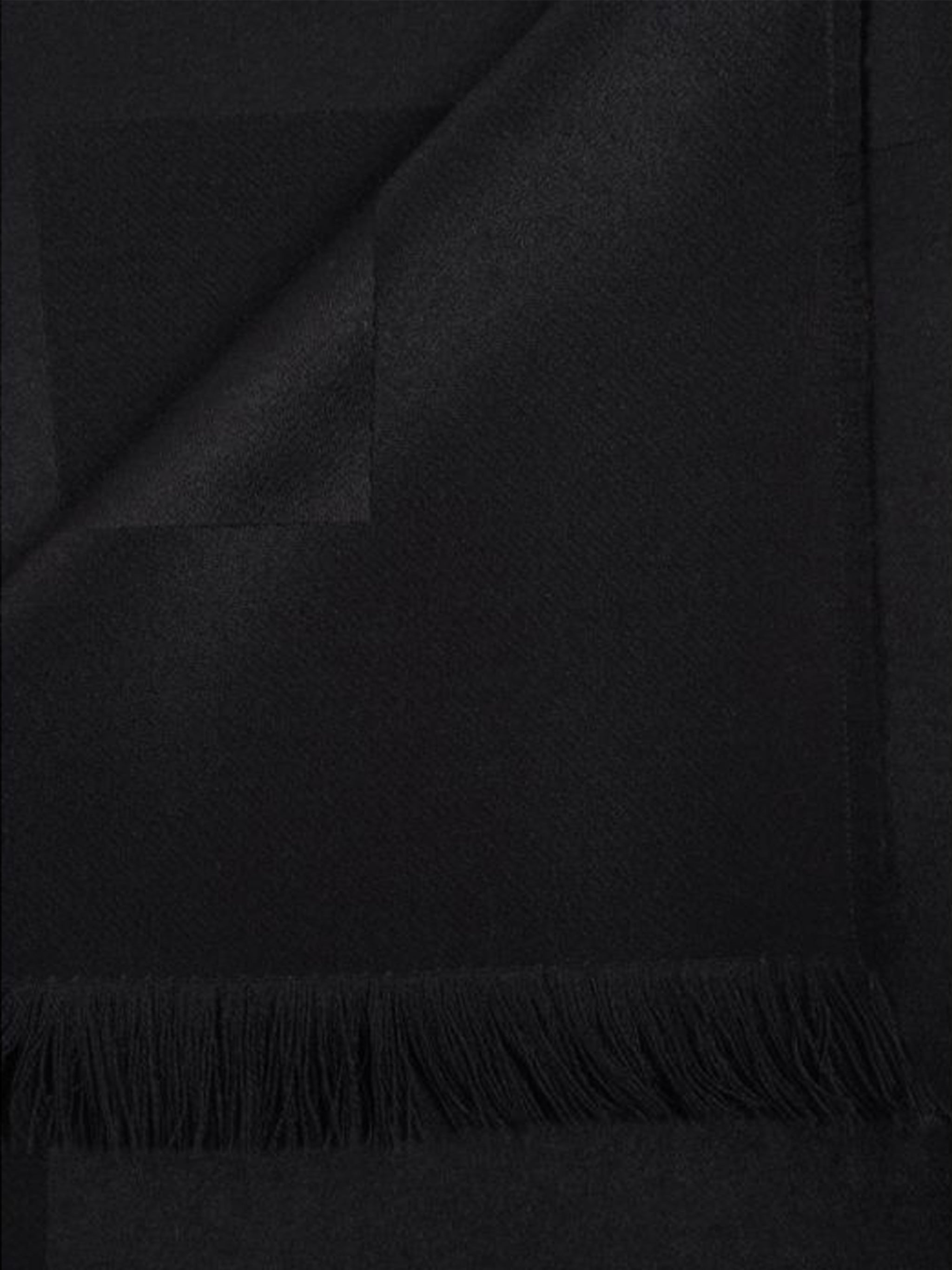 Solid Black Fringed Lightweight Scarf