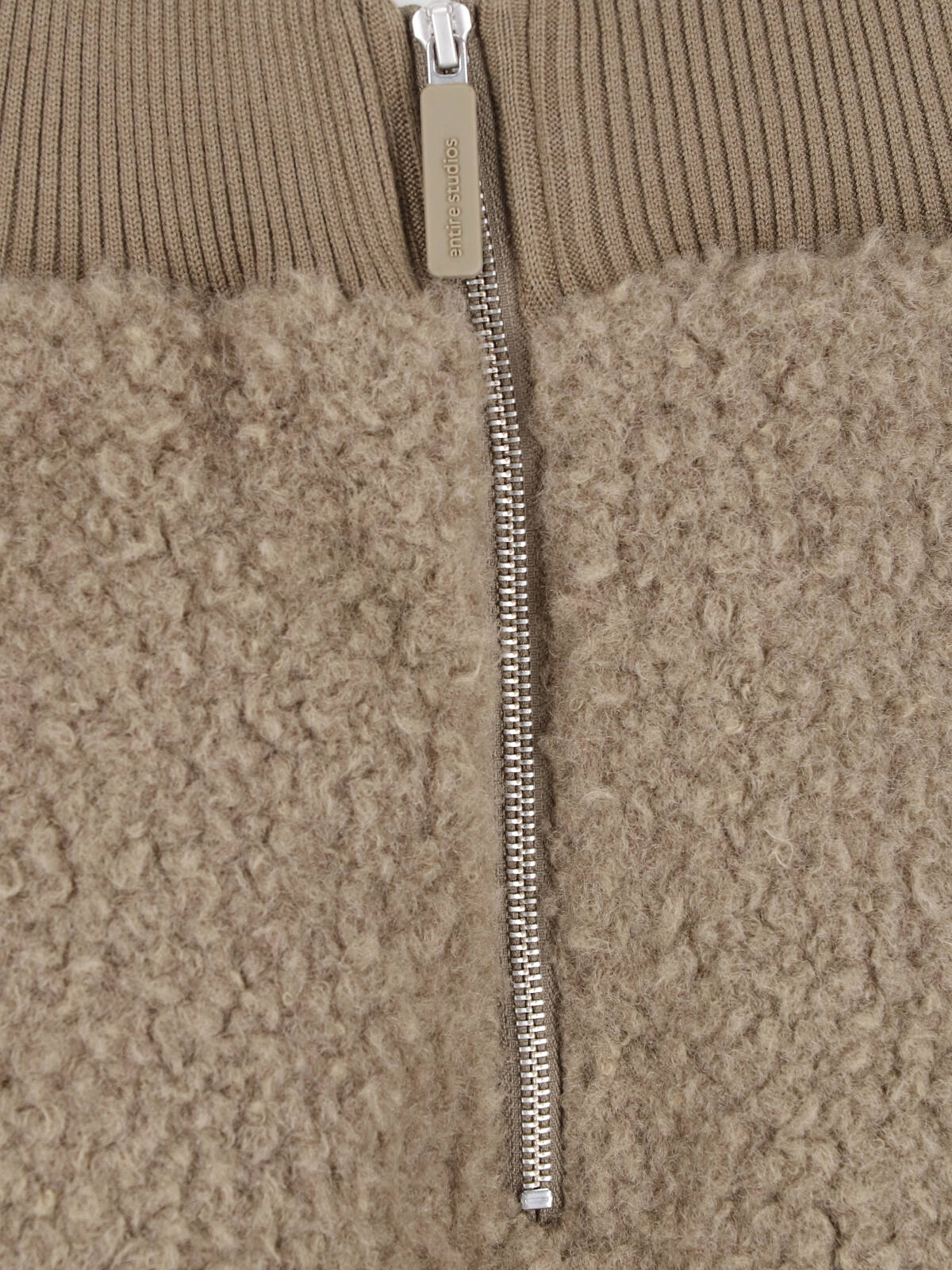 Beige Teddy Fleece Zippered Shorts