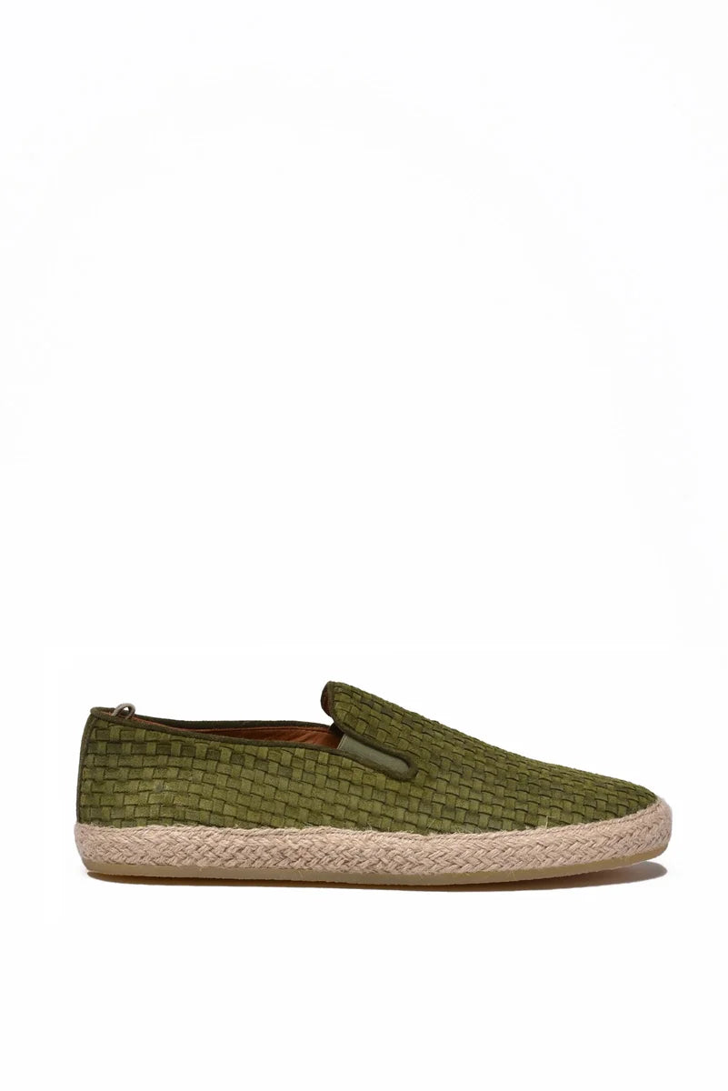 Suede Slip On - Olive Green