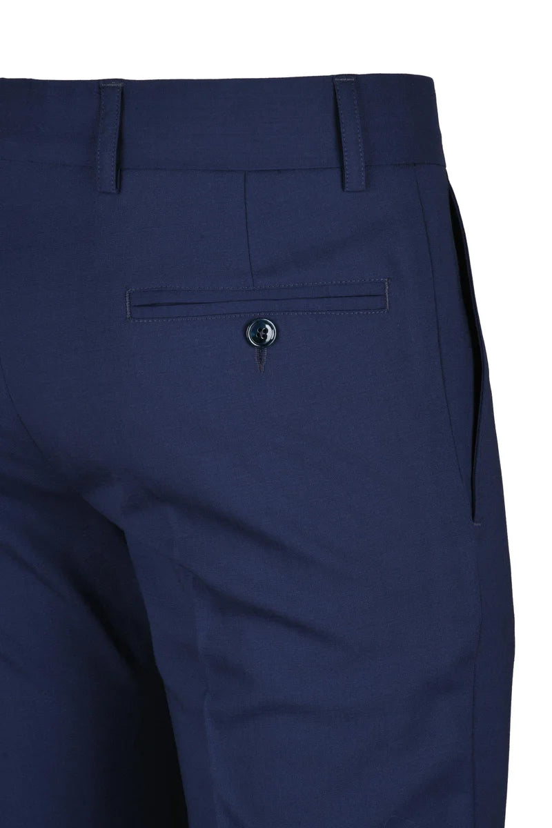 Wool Stretch Trousers - Blue