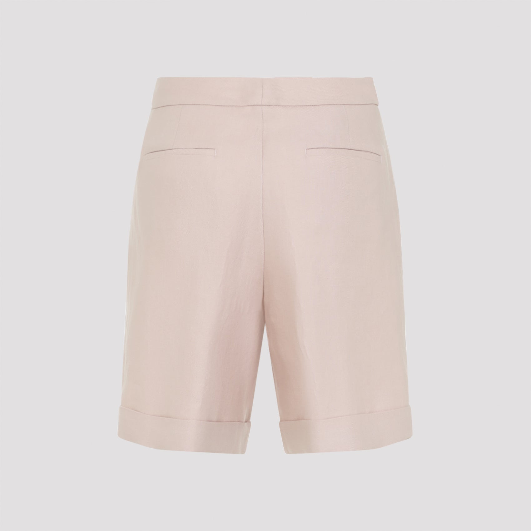 Tailored High-Waist Linen Bermuda Shorts With Cuffed Hems