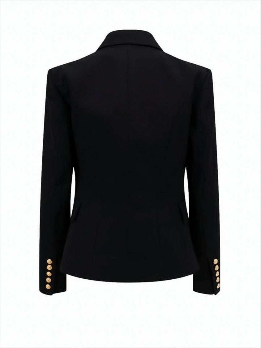 Double-Breasted Tailored Suit Jacket with Gold Buttons