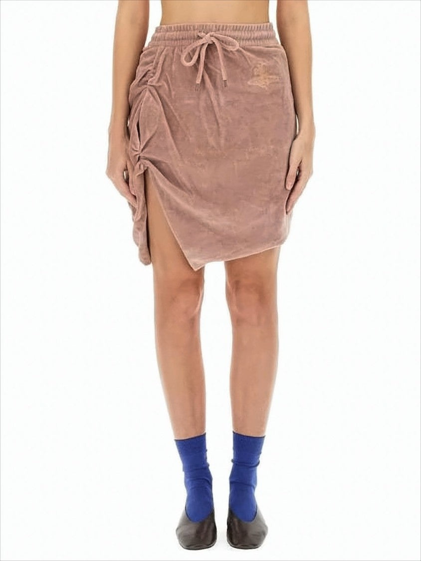 Velvety Midi Skirt with Ruched Detail