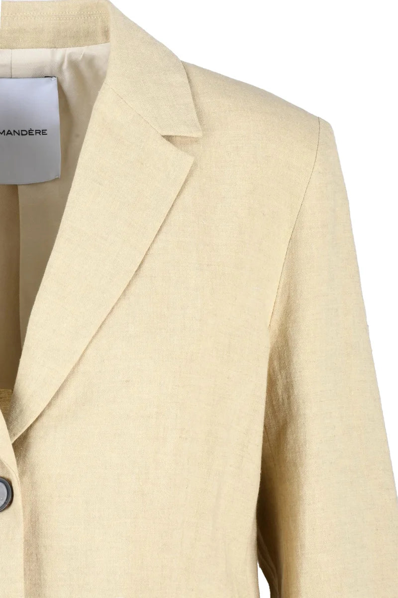 Cropped Tailored Blazer with Textured Fabric