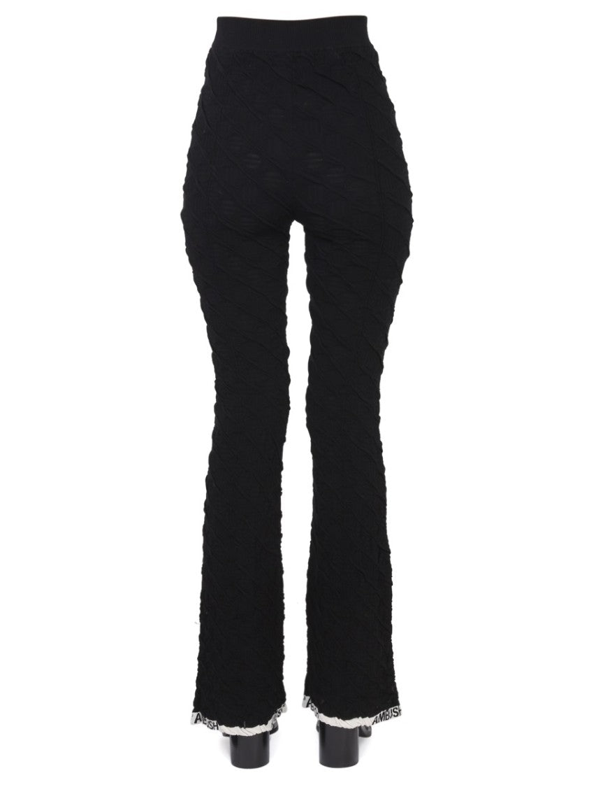 Fitted Black Pants With Textured Finish